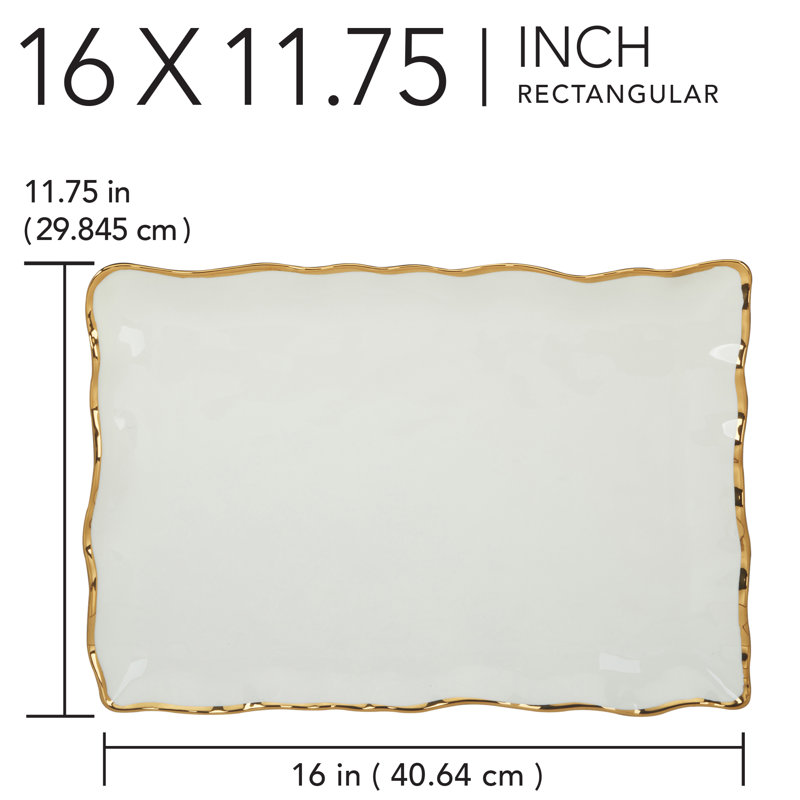 Plateau rectangulaire doré Regency 16 po