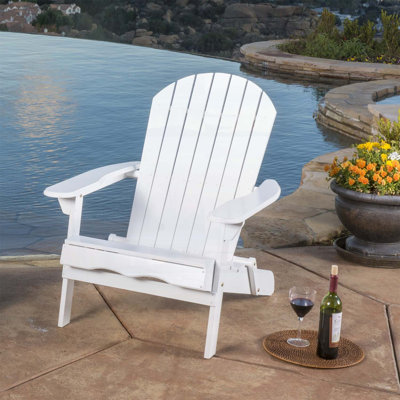 Chaise Adirondack pliante en bois d'acacia Malibu avec lattes traditionnelles et design rustique pour un confort extérieur