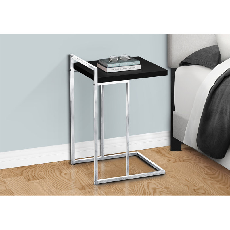 Table d'appoint de chambre à coucher - Collation moderne en stratifié noir et métal robuste