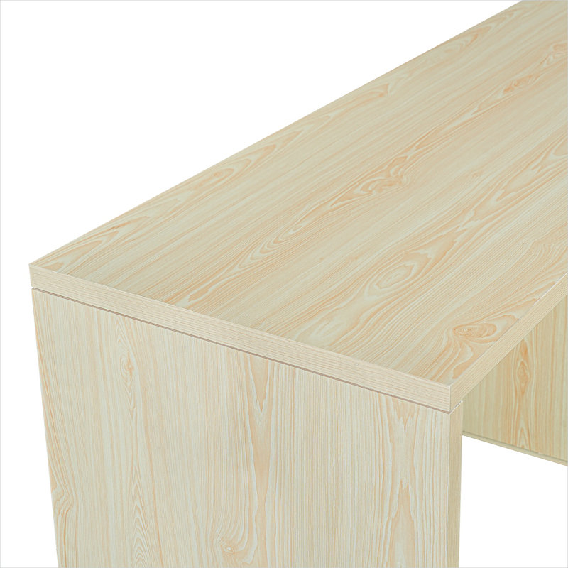 Bureau de direction en L de 90 pouces aux tons naturels avec bureau en bois rotatif à 360 degrés et 3 tiroirs, Brown