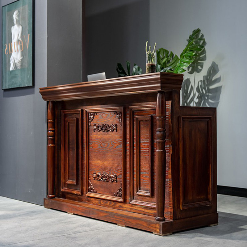 Brown Standard Solid Reception Desk, 39.37" H x 47.24" W x 19.69" D