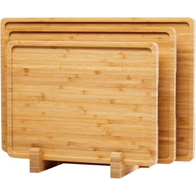  Ensemble de 3 pièces, planche à découper de 0,8 po d'épaisseur avec support en bois