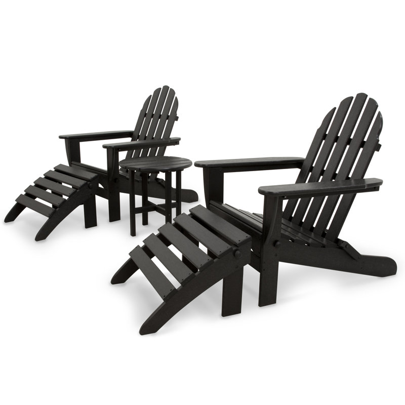 Ensemble Adirondack pliant 5 pièces POLYWOOD Classics, Noir
