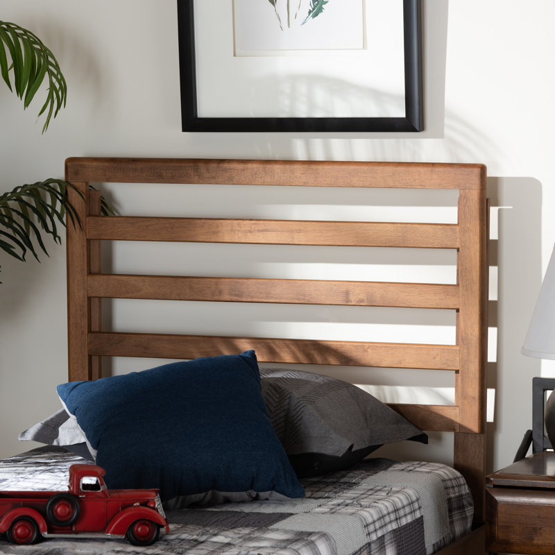Ash Walnut Wood Twin Size Slatted Headboard