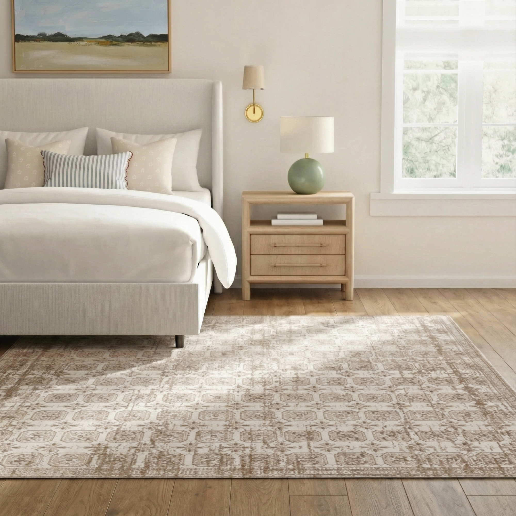 Phoebe Tan/Cream Rug, Rectangle 7'10" x 10'