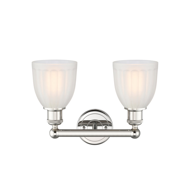 Éclairage pour meuble-lavabo à 2 lumières 14,75 po Radegonde, Blanc, Nickel poli