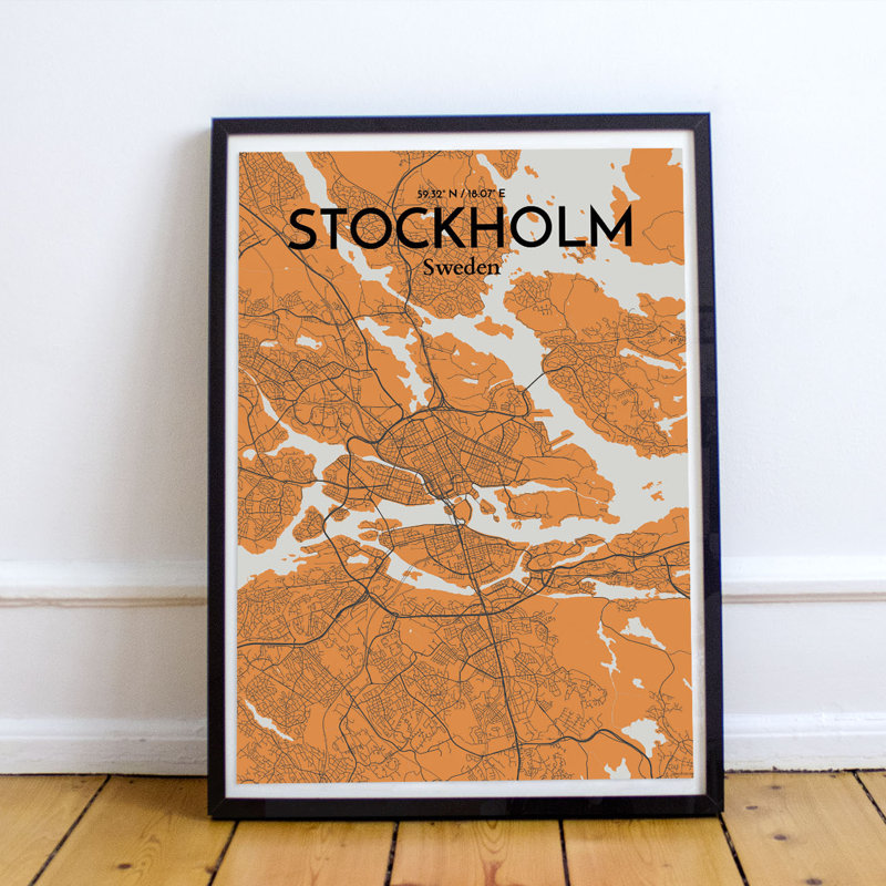 Stockholm City Map - No Frame Print, 43.2cm H x 27.9cm W x 0.13cm D