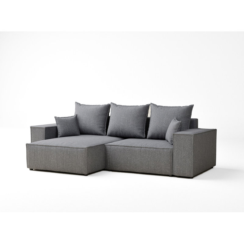 Upholstered Corner Sofa, Grey, Left Hand Facing