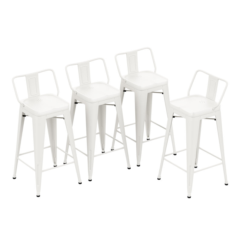 Crosland Counter Stool with Metal Frame, Counter Stool (26" Seat Height), White