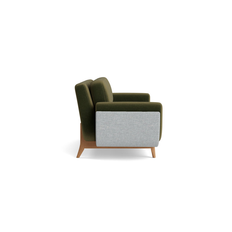 Regatta 90 Sofa, Performance Velvet-Balsam/Textured Weave-Sky Blue, Natural