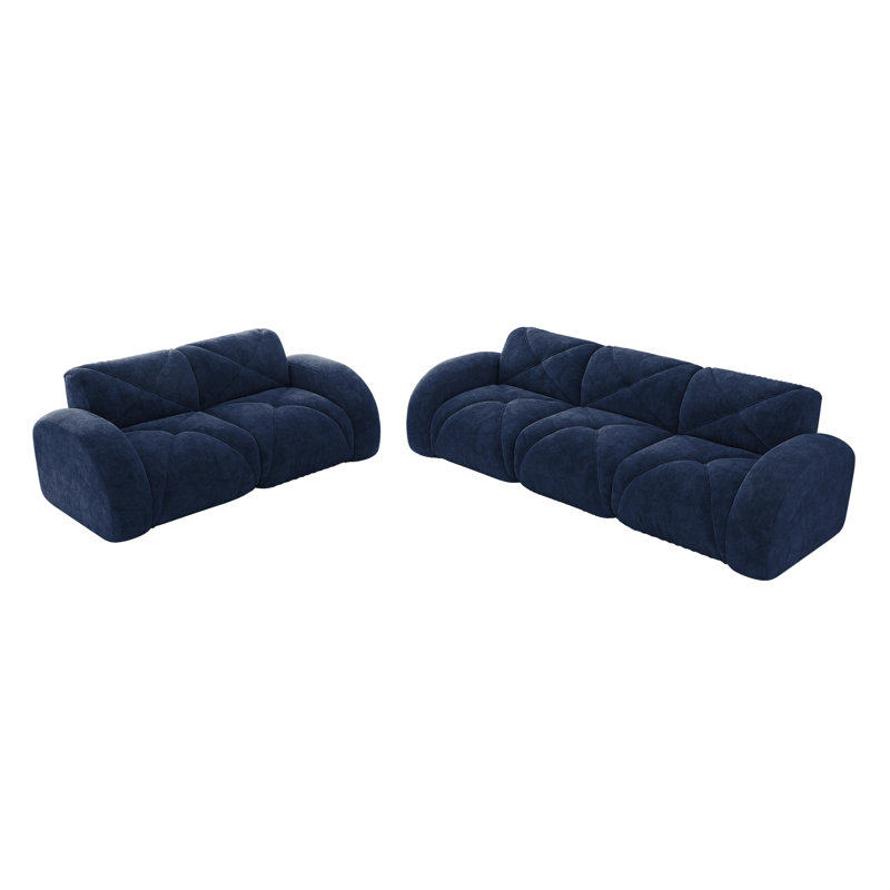Ensemble de canapé 2 pièces Canapé confortable, ensemble de canapé 2 + 3 places, canapé à assise profonde, tissu de velours doux, fond en éponge haute densité 32D, aucun assemblage requis, ensemble de canapé moderne pour le salon
