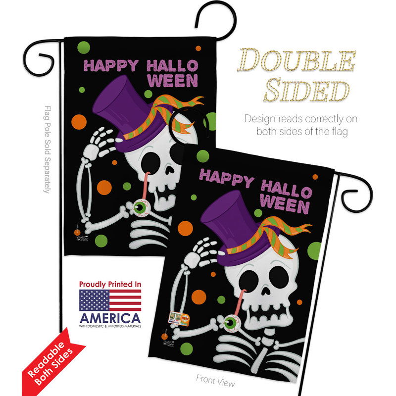 Drapeau de jardin 19 po x 13 po Happy Halloween