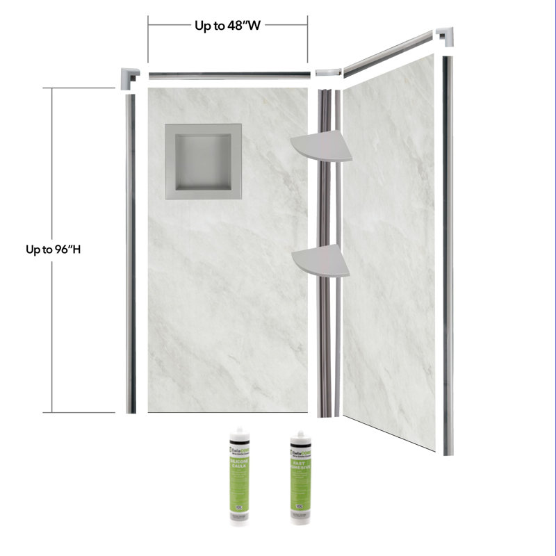 Bella CORE Arctic Mist 2 Wall Tub and Shower Surround up to 48Dx48Wx96H