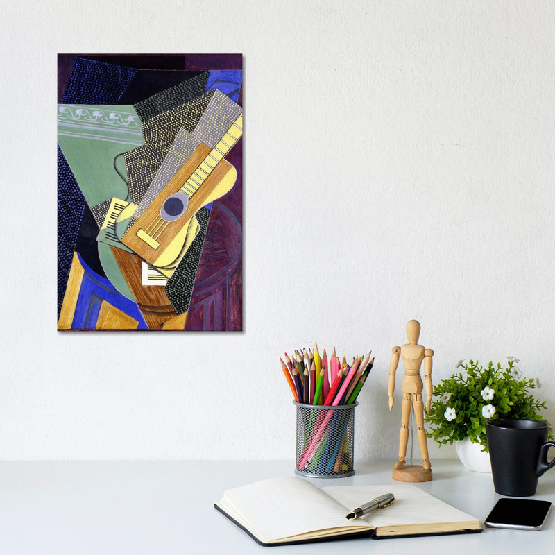 Guitare sur table Table sur une table, 1916 par Juan gris, reproduction d’art, H 12 po x l 8 po x P 0,75 po, Toile tendue