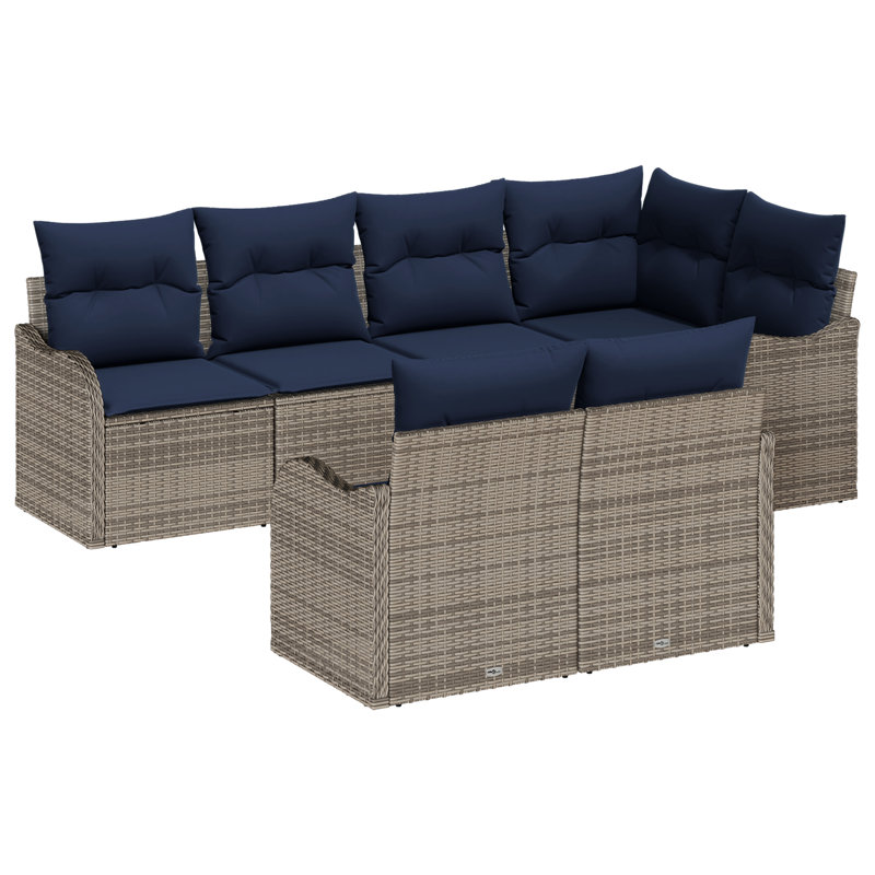 Ensemble de canapé de jardin vidaXL, Structure grise / coussin bleu marine