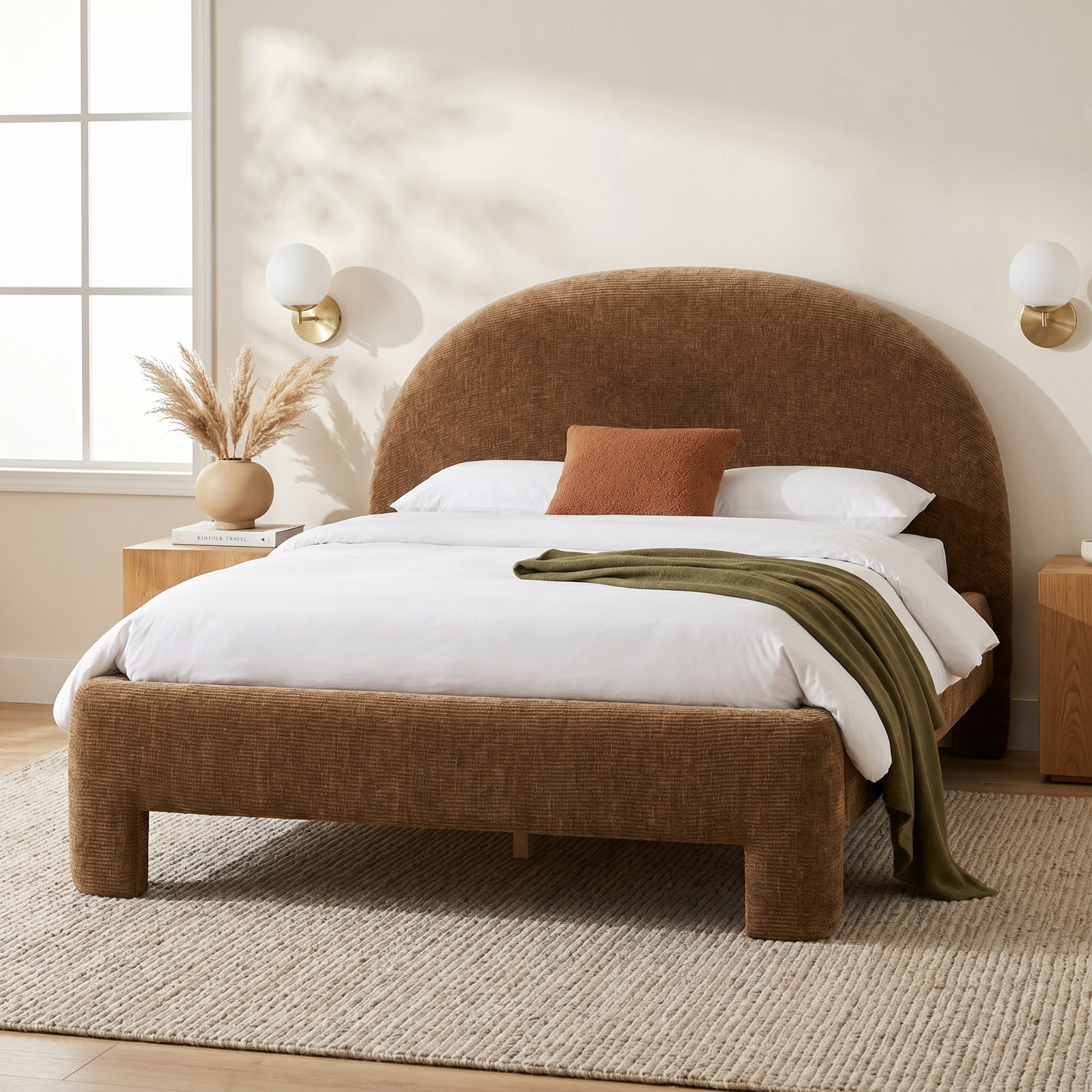 Mila Platform Bed, Brown, King
