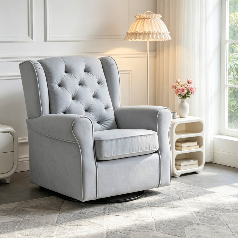 Fauteuil simple de style américain avec boutons, fauteuil tigre rembourré, design compact, dossier haut, accoudoirs, fauteuil de balcon.