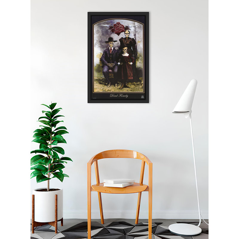 Famille morte - affiche d'art vintage encadrée - 24 x 36 po - Cadre en bois d'ingénierie avec verre plexi
