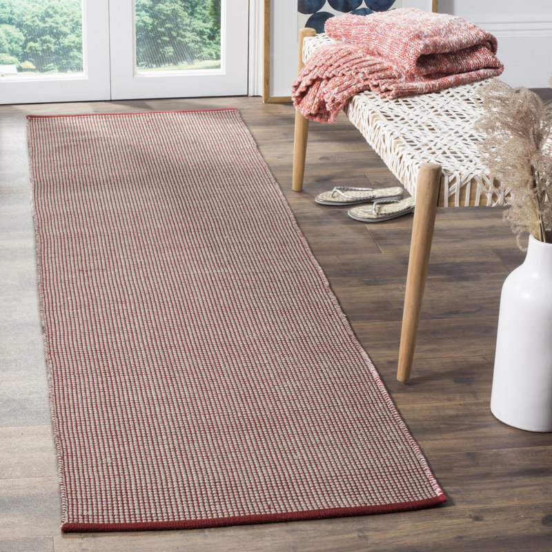 Tapis en coton tissé à la main Cayman, Tapis de couloir 2 pi 3 po x 8 pi
