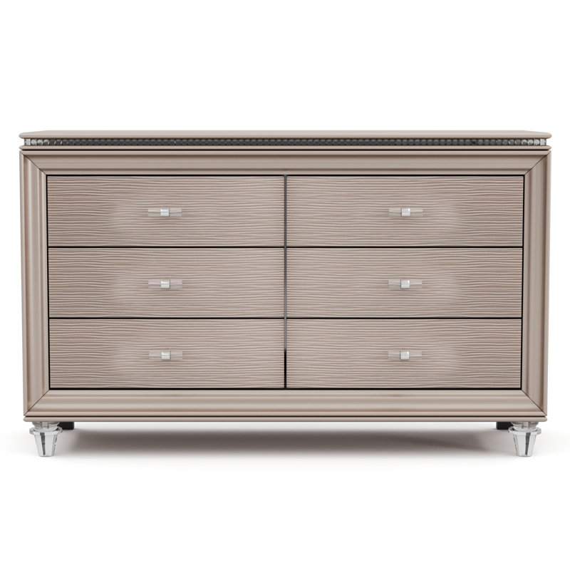 Commode double 6 tiroirs Sienna, Or rose