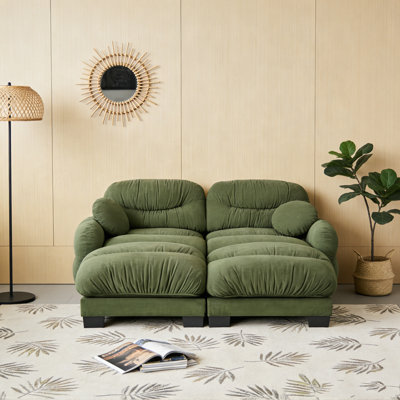 Pleated Design Cozy Chenille Fabric  Modular Sofa with High-Density Ergonomic Foam Sea