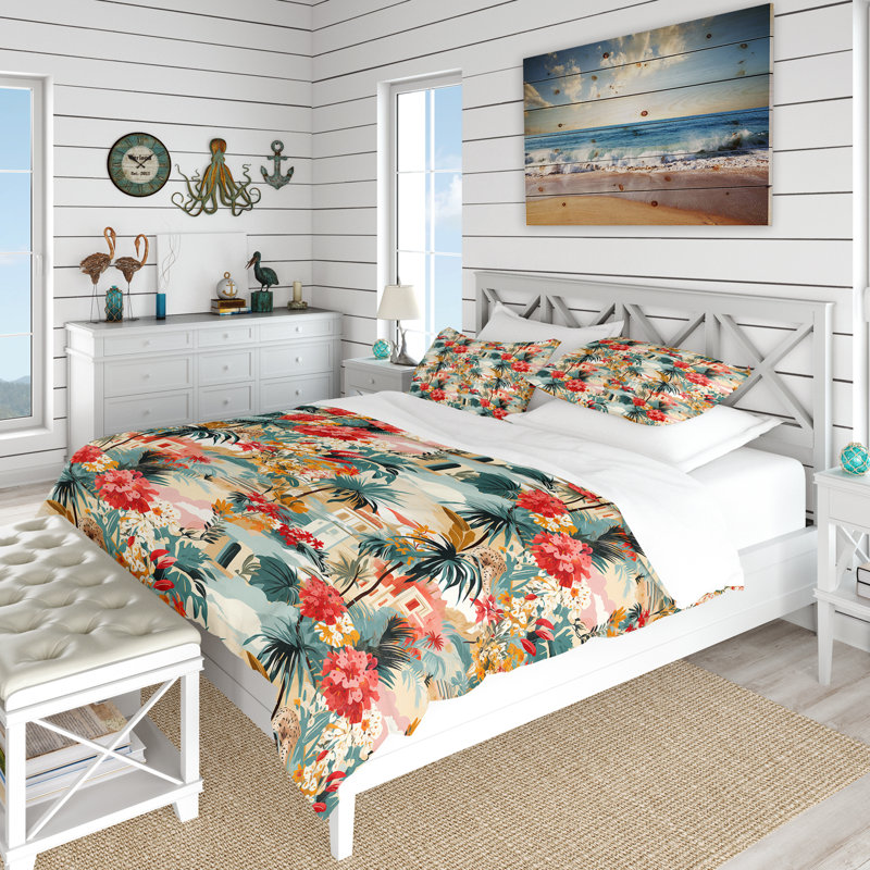 Ensemble de housse de couette Urban Jungle City - Tropical, Housse de couette pour grand lit et 2 taies décor