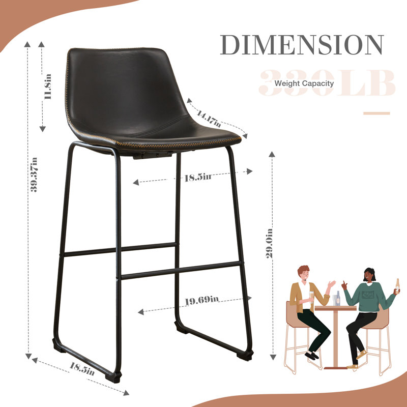 Azimut Upholstered Leather Counter Stool