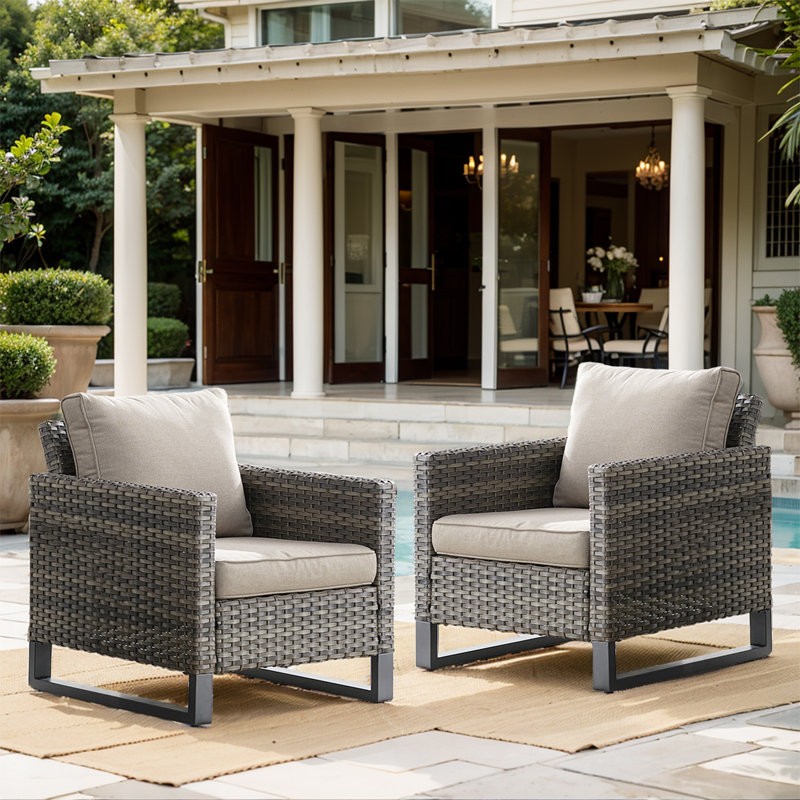 Chaise de patio avec coussins Nazime, Gris, Gris