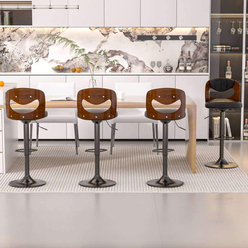 Tabouret de bar à hauteur ajustable (ensemble de 4), Noir
