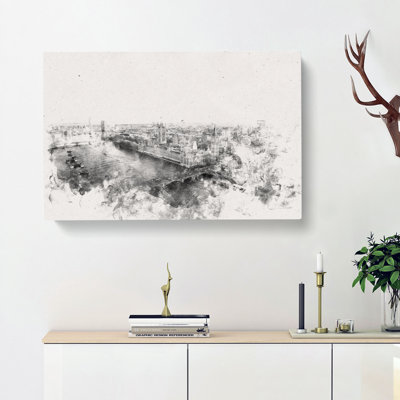 London City Skyline Watercolour - Wrapped Canvas
