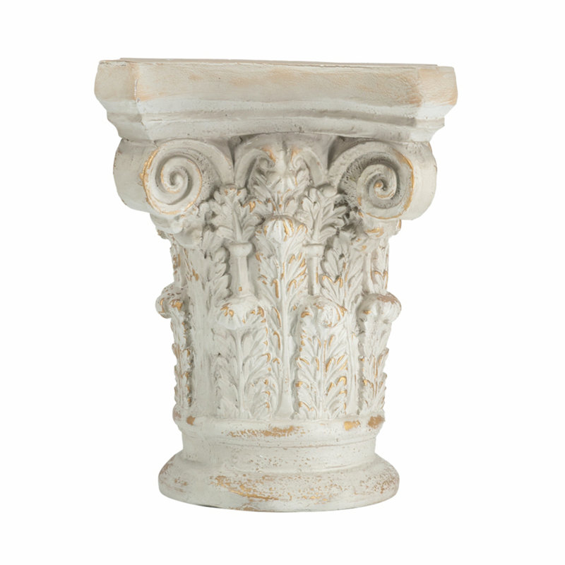 Présentoir orné de 14 pi x 14 po x 17,5 po avec motif à volutes et détails dorés, présentoir patiné