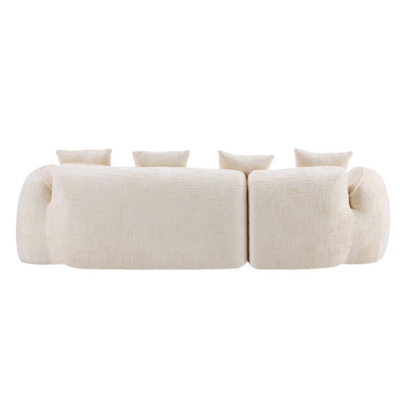 Canapé modulaire en L Chenille avec quatre coussins, Chenille beige