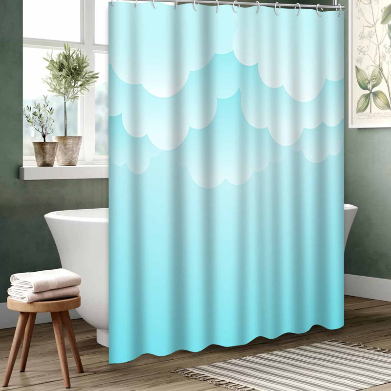 Rideau de douche bleu imperméable, rideaux de douche pour la salle de bain avec 12 crochets, L 72 po x l 72 po