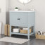 Meuble-lavabo moderne gris 30 po avec lavabo en céramique, structure en bois massif et tablette ouverte pour un rangement élégant-116332480