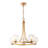 5-Light 24.4" Transitional Wagon Wheel Chandelier with Globes Glass Shades