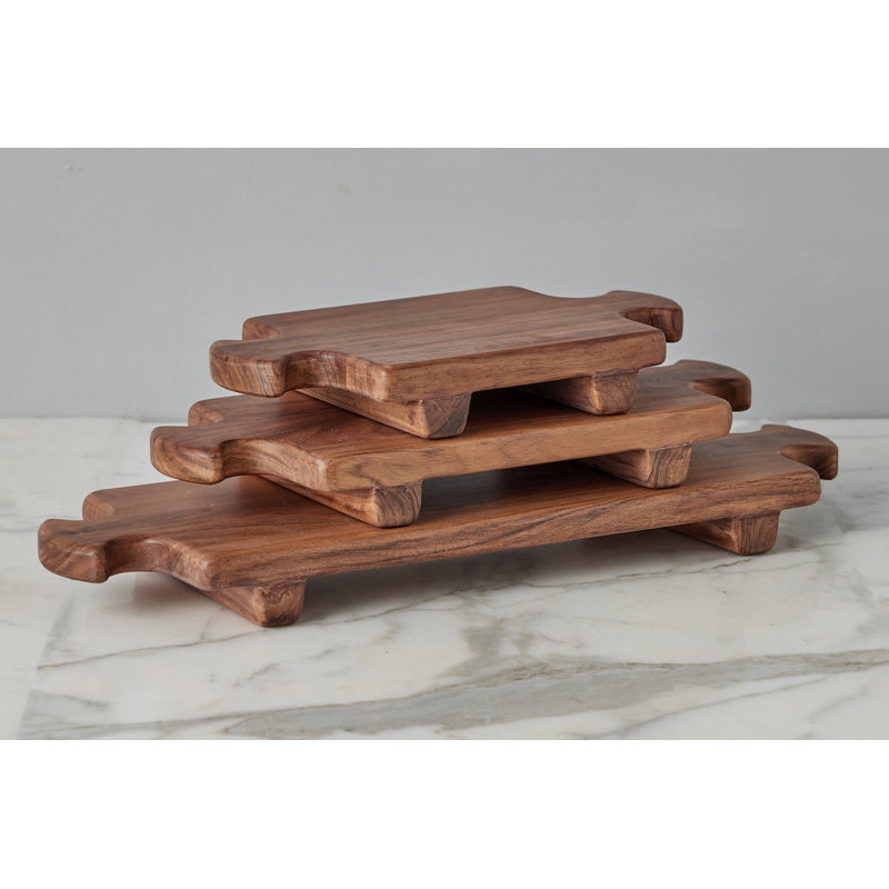 Normandy Wood Riser Footed Tray, Medium