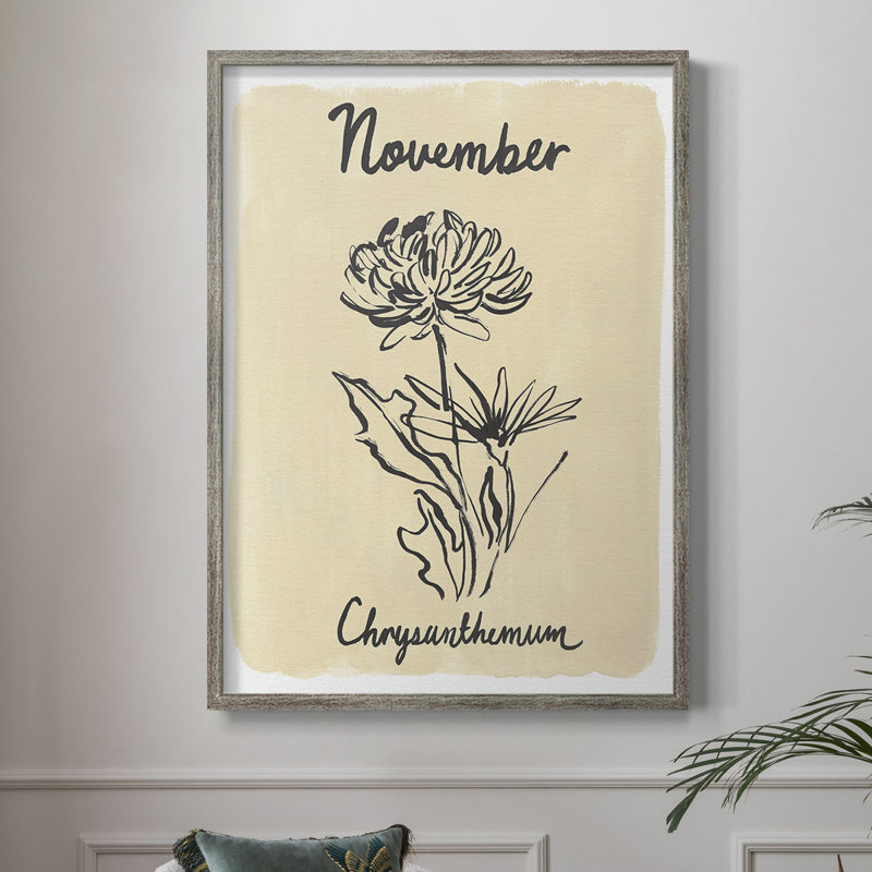 Reproduction encadrée du mois de la naissance - bois massif, H 11 po x l 9 po