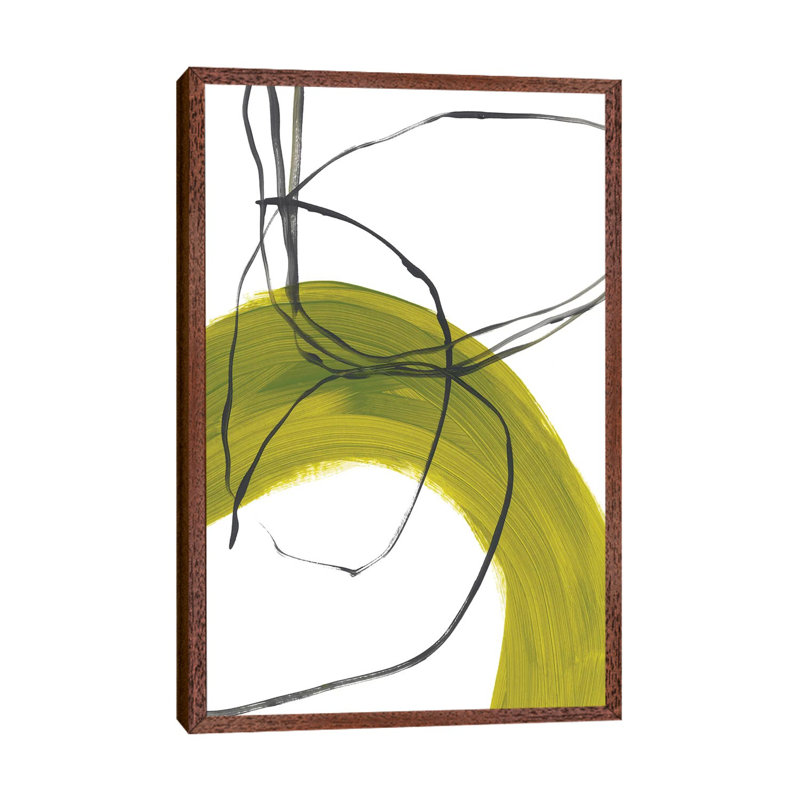 Citron Fusion No. 1 by Bronwyn Baker - Painting on Canvas, 66.04cm H x 45.72cm W x 3.81cm D, Classic Brown Wood Framed