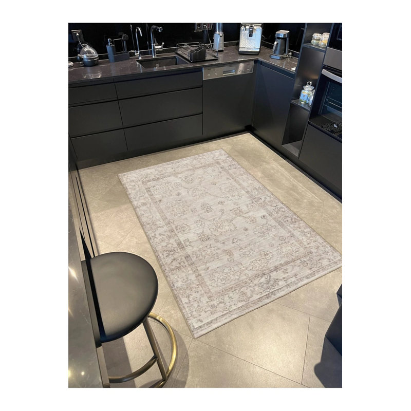 Traditional Geometric Woven Based Washable Carpet, Rectangle 2'4" x 4'