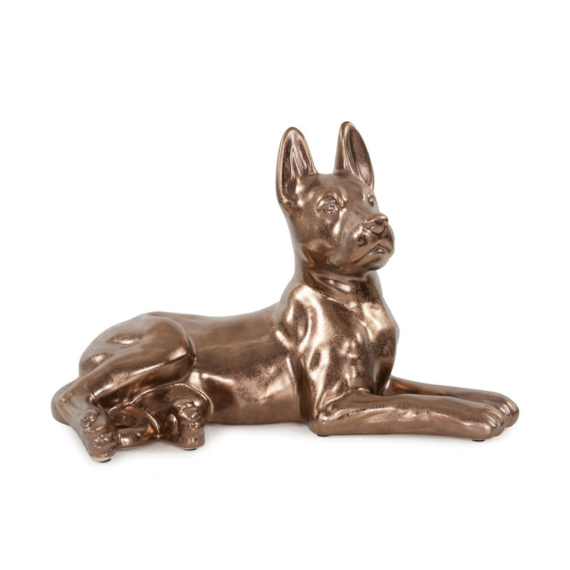 Tashenna Antique Brass Ceramic Shepard Sculpture