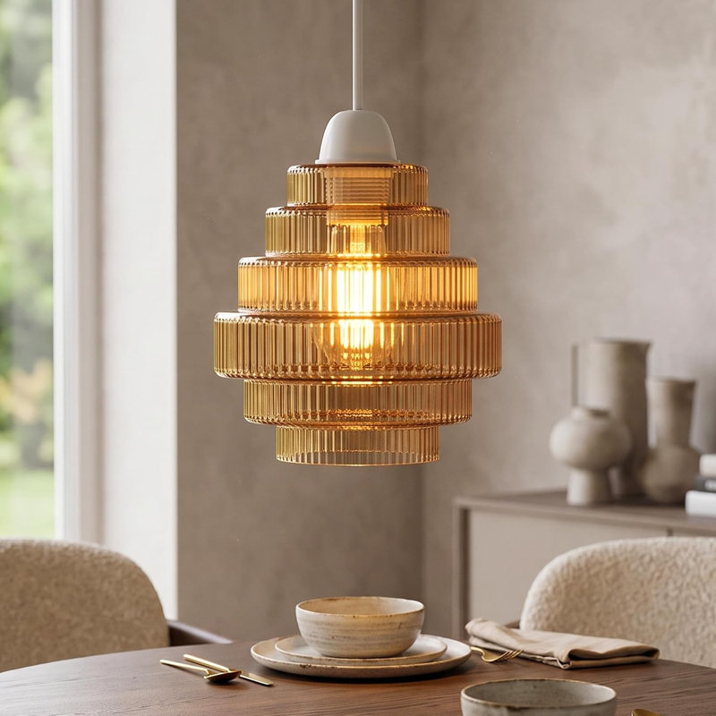 15.5cm H Glass Lamp Shade in Amber