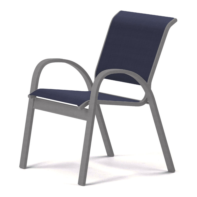 Aruba 1 Outdoor Dining Armchair, Textured Desert, Navy 13D Sunbrella®