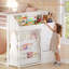 Lit superposé bas pour deux personnes avec tablette coulissante à roulettes, 3 tiroirs, tabouret de rangement, lit superposé au sol en métal avec éclairage RVB, barrière de sécurité et échelle, blanc