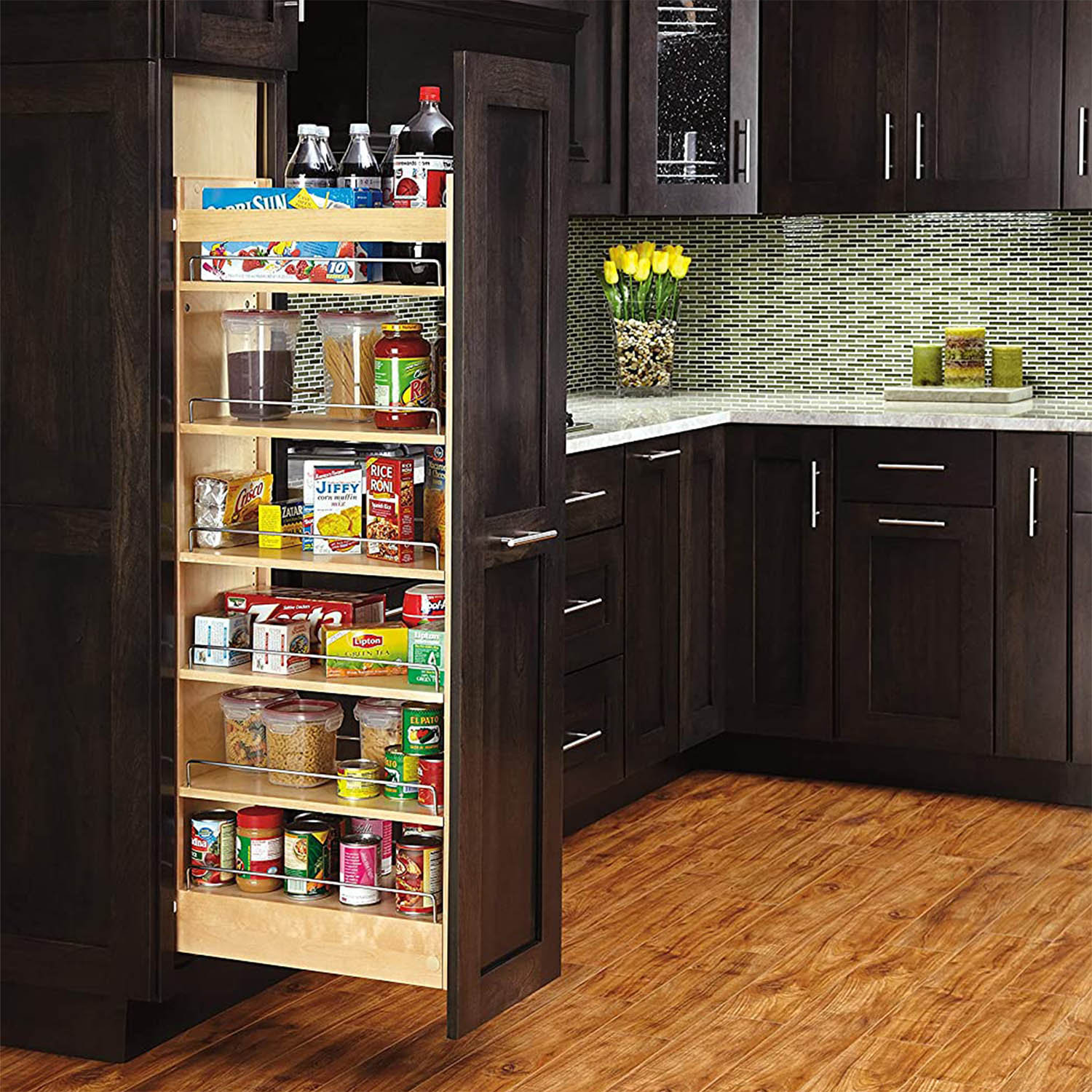 Rev-A-Shelf Wood Tall Cabinet Pull Out Pantry Organizer with Soft Close