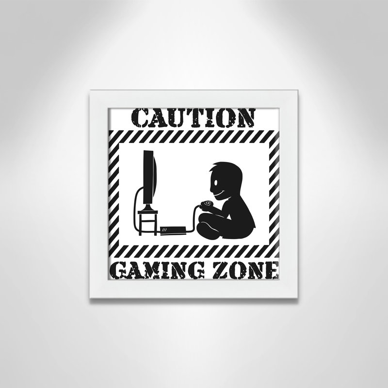 Impression sur papier Juvenile Gaming Gaming Zone Kids, H 12 po x l 12 po x P 0,63 po, Cadre blanc
