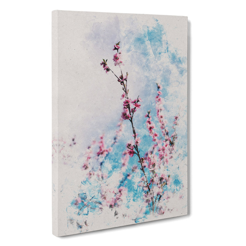 Delicate Cherry Blossom Tree Watercolour - Wrapped Canvas, 91cm H x 60cm W x 3cm D