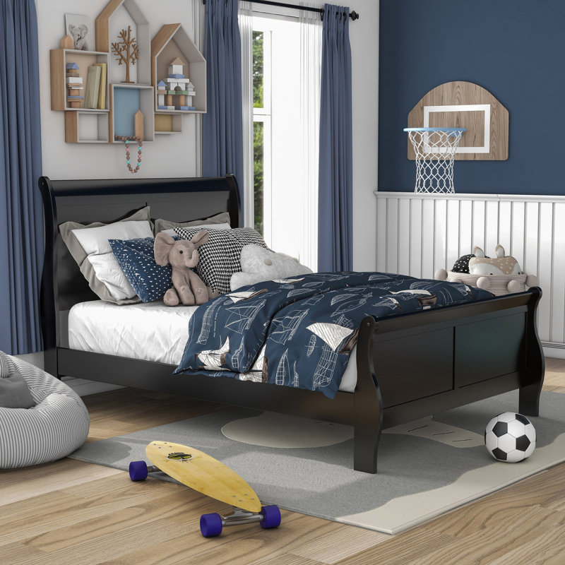 Emelinda Transitional Sleigh Bed, Full / Double, Black
