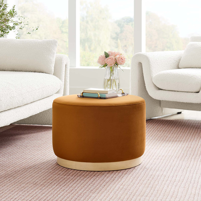 Modway Tilden Upholstered Ottoman, Rust Velvet