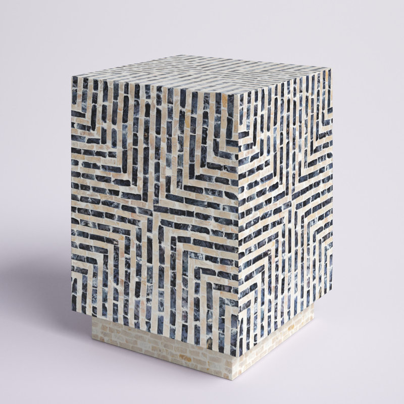 Lharysa 19" Square Wood and Stone End Table