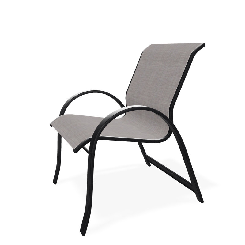 Aruba Stacking Patio Dining Armchair, Sand Dollar, Black